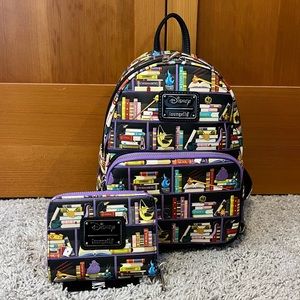 Loungefly Disney Villains Books Backpack and Matching Wallet